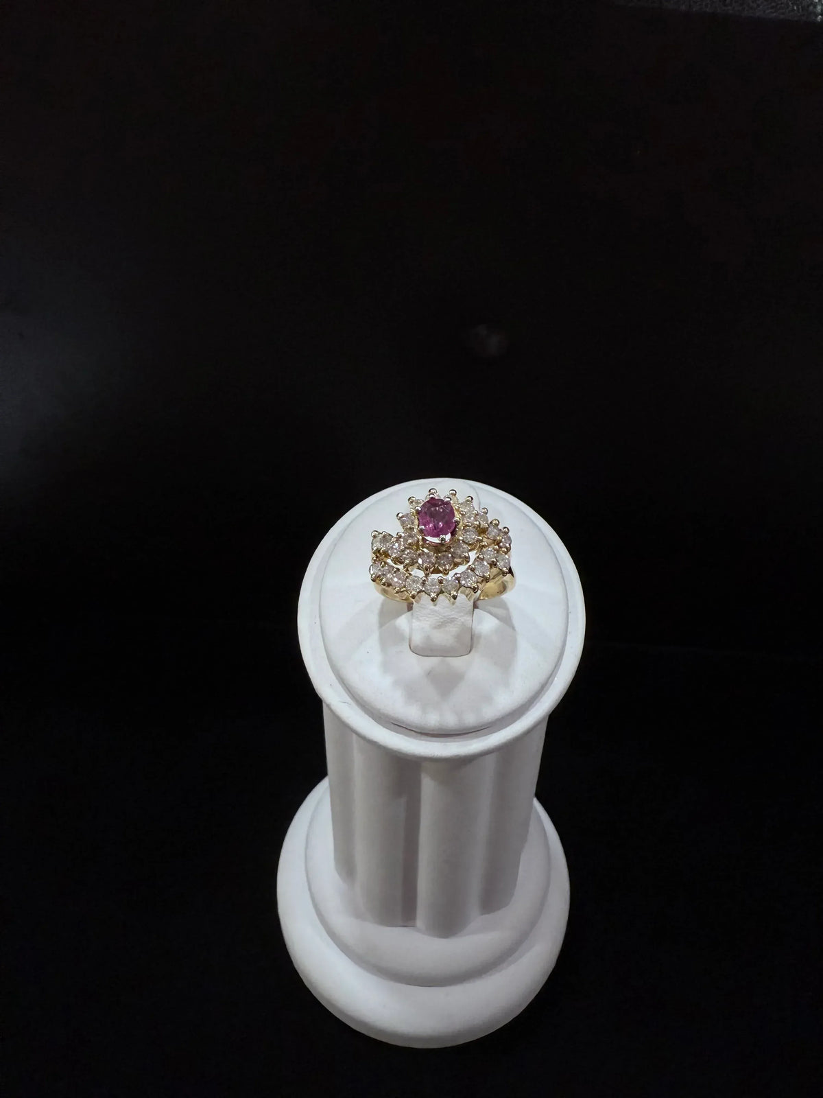 Royal Bloom Cluster Ring with Pink Center Stone image 1