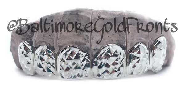 6 Silver Teeth: 6 top Trillion Cut Grillz Silver image 0