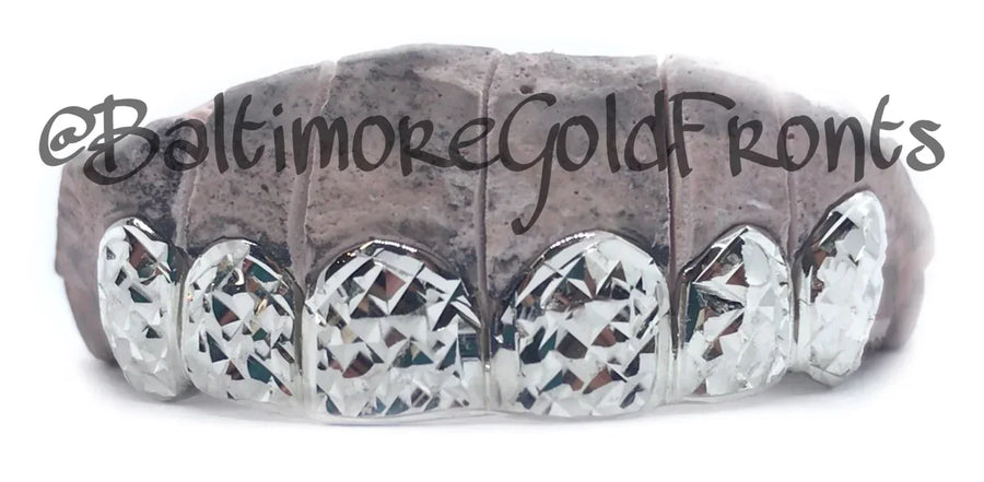 6 Silver Teeth: 6 top Trillion Cut Grillz Silver image 0