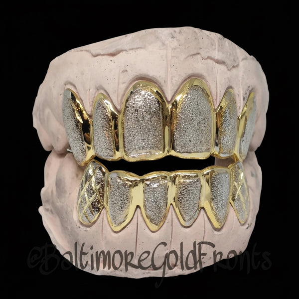 10K Gold 6 Top & 6 Bottom DiamondDusted/ Diamond Cutz 12pcs image 0