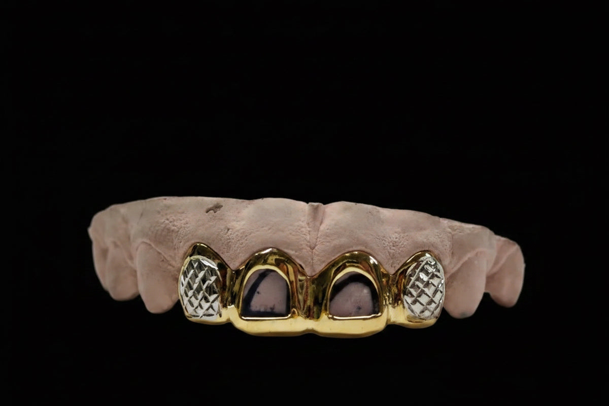 10k Gold 2 Sunshine Cuts with White Gold and 2 Open Face image 0
