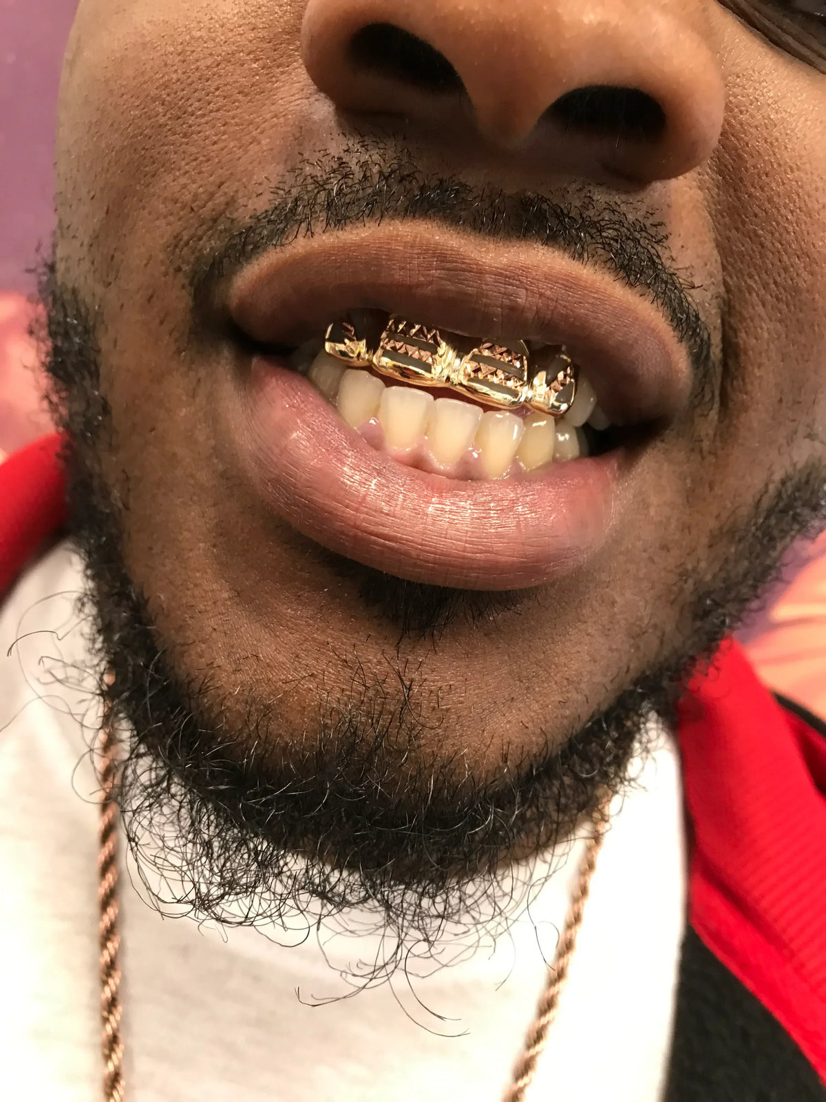 4 Gold Teeth: Open Face with Diamond Cuts image 2