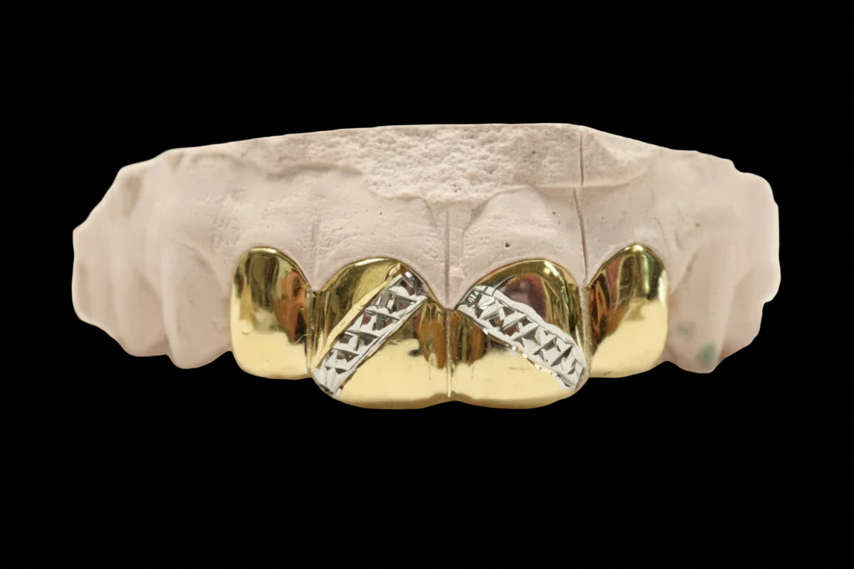 10K Gold 4 Solids with Vertical Diamond Cuts image 0