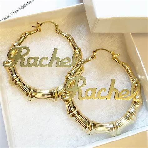 Gold Bamboo Earrings 10k image 1