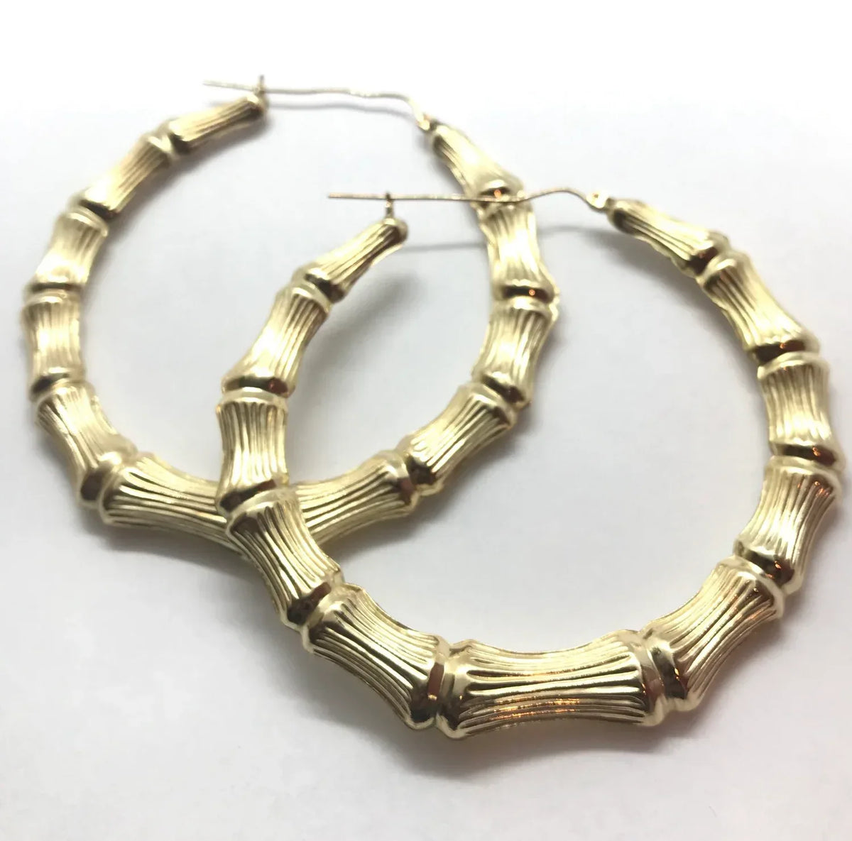 Gold Bamboo Earrings 10k image 0