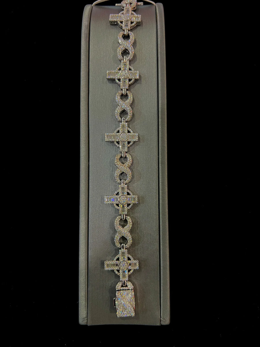 Fully Flooded Celtic Cross And Infinity Link Bracelet image 0