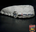 4 Teeth: Stone Encrusted Front Bar With Heart Open Face image 1