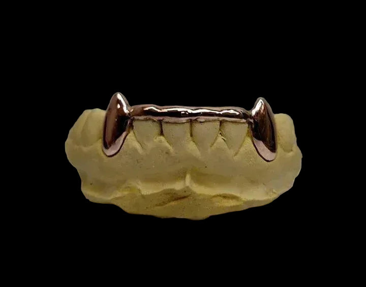 6 Gold Teeth: 10k Extended Fangs With Front Bridge Bottom image 1