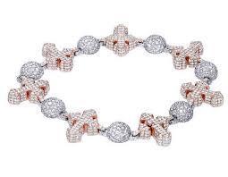 Fully Flooded Rose Gold Cross Bracelet image 1