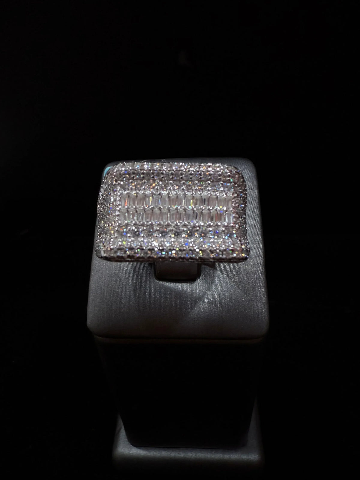 Fully Flooded Square Baguette & Pavé Statement Ring. image 0