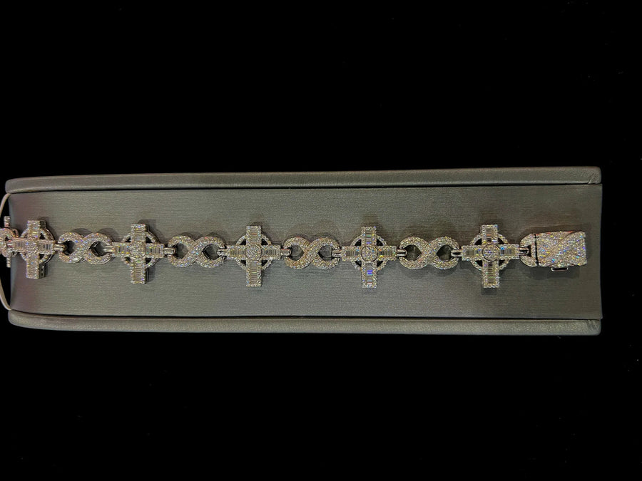 Fully Flooded Celtic Cross And Infinity Link Bracelet image 0