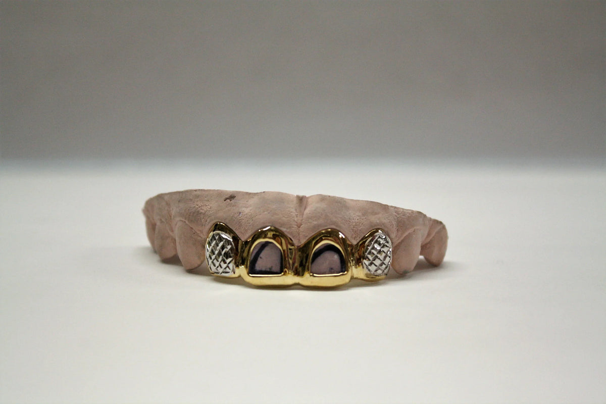 10k Gold 2 Sunshine Cuts with White Gold and 2 Open Face image 1
